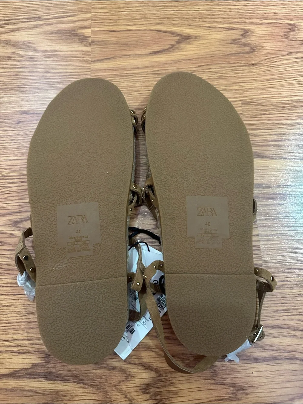 Zara Tan Studded Strappy Espadrille Sandals - Picture 4 of 4